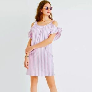 Madewell Rose Stripe Cold Shoulder Dress